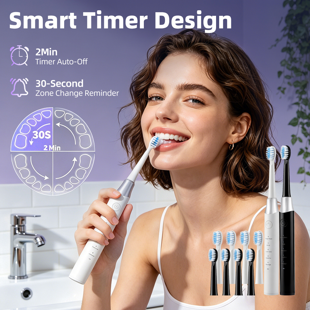 Teeth Whitening Toothbrush - Electric Sonic Toothbrush Rechargeable Adult Waterproof