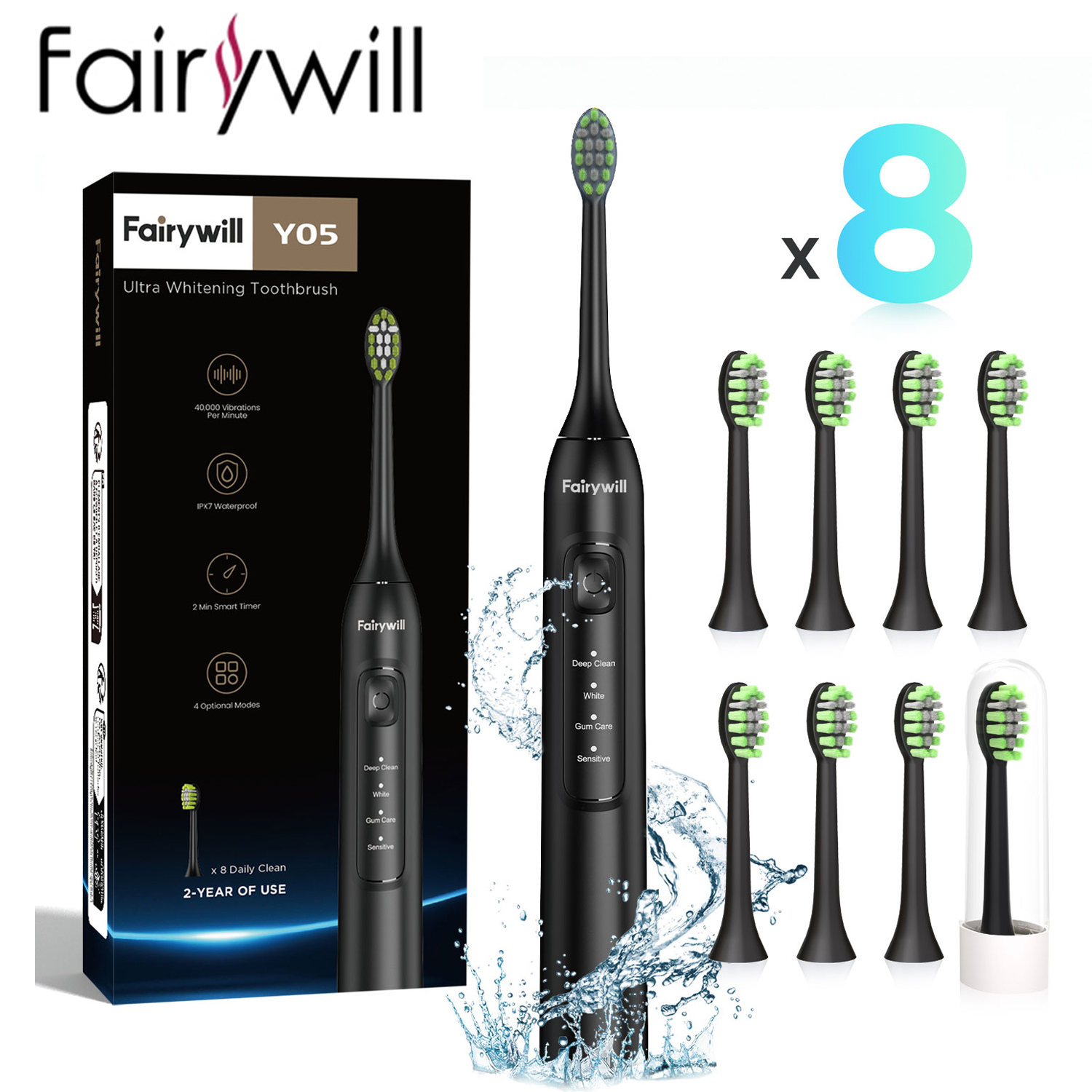 Teeth Whitening Toothbrush - Fairywill Electric Sonic Toothbrush FW-Y05 USB