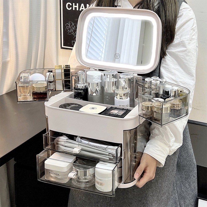 Led Mouth Tray - Japanese-style makeup storage box with lipstick