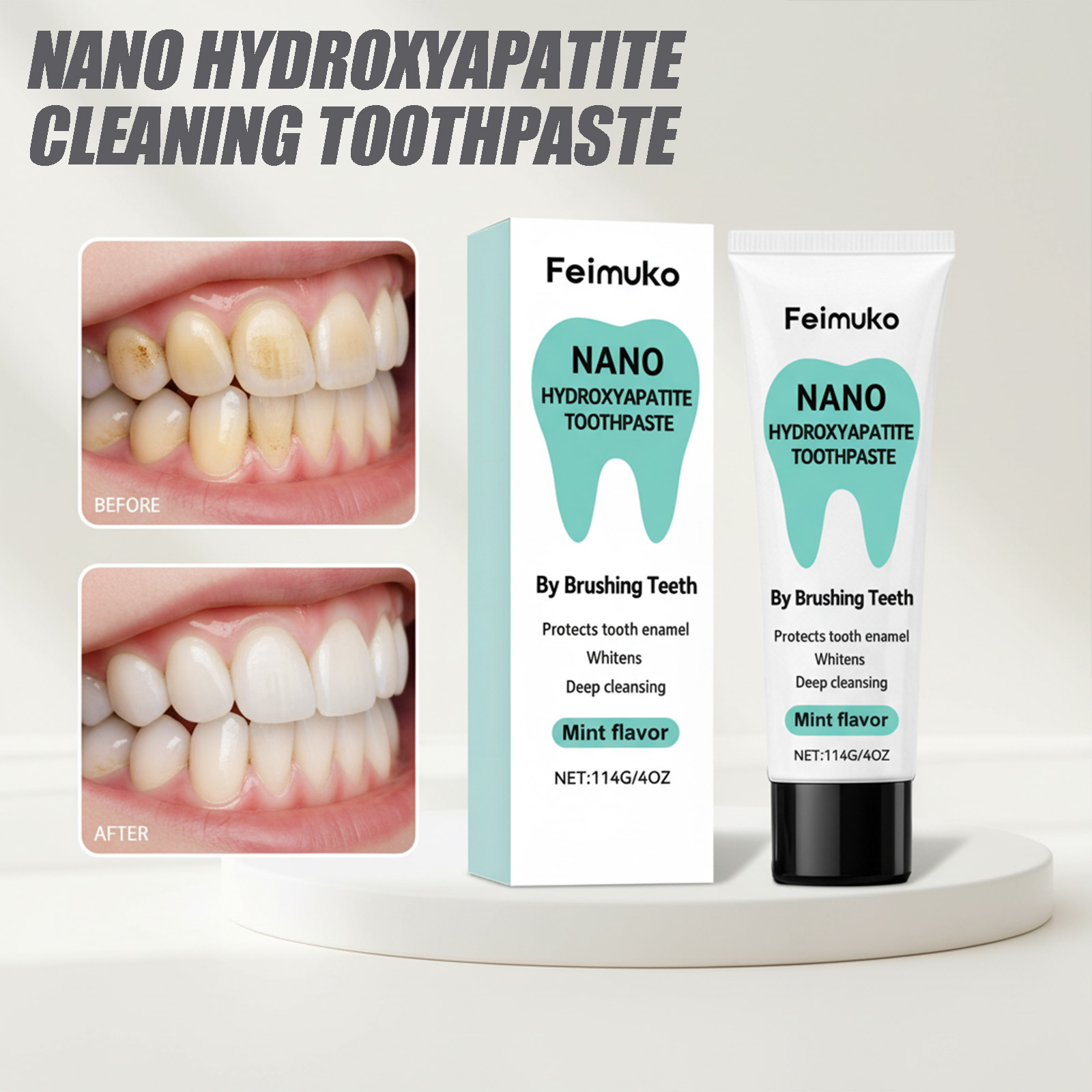 Teeth Whitening Thailand - Nano Hydroxyapatite Toothpaste Removing Yellow Teeth