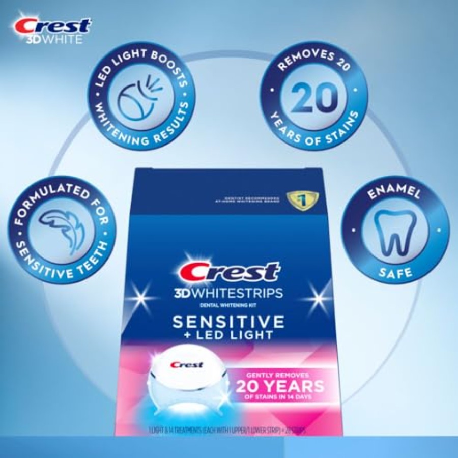 Crest 3D Whitestrips Sensitive - Teeth Whitening Light Kit ulasan dan harga