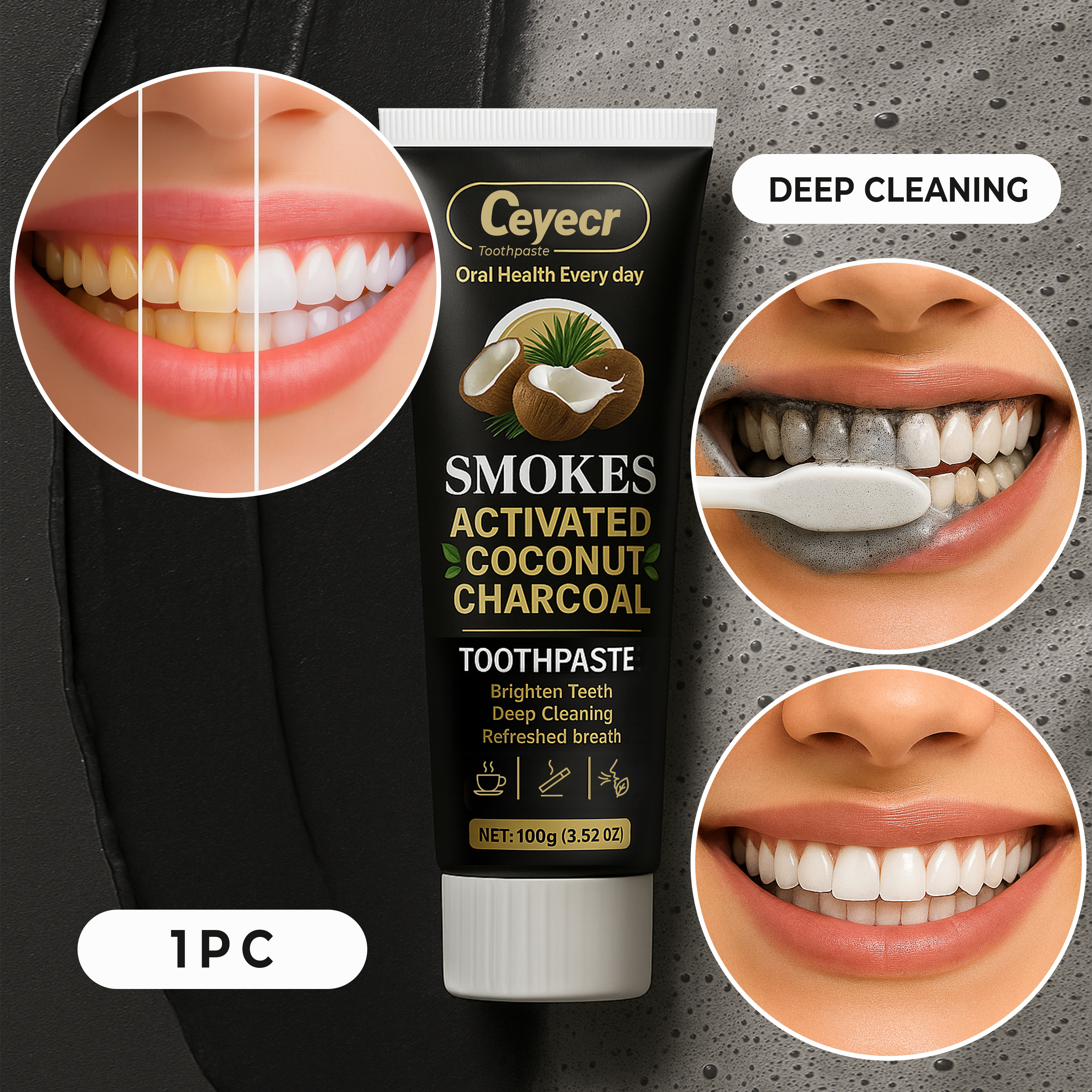 1pc Natural Activated Charcoal - Teeth Whitening Thailand ulasan dan harga