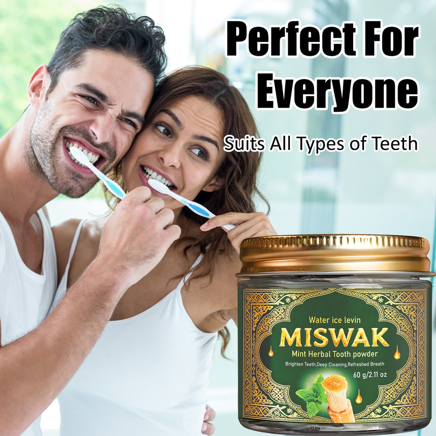 Miswak Mint Herbal Tooth Powde - Teeth Whitening Thailand ulasan dan harga